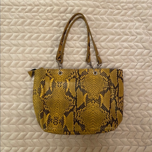 Two Opening Ceremony Leather Purses- Black and Yellow Python/Snake - Picture 2 of 10